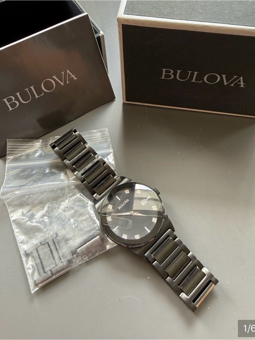 Bulova Men's Black Stainless Steel Bracelet Watch